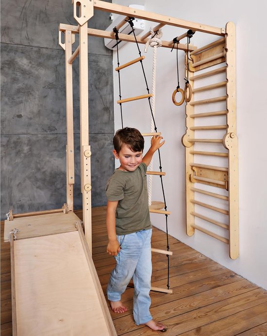 PEXCHO Triangle d'escalade 7 en 1 en bois massif, aire de jeux intérieur avec toboggan et balançoire pour enfant, charge 50kg - Jeux - Jouets PEXCHO Triangle d'escalade 7 en 1 en bois massif, aire de jeux intérieur avec toboggan et balançoire pour enfant, charge 50kg - Jeux - Jouets