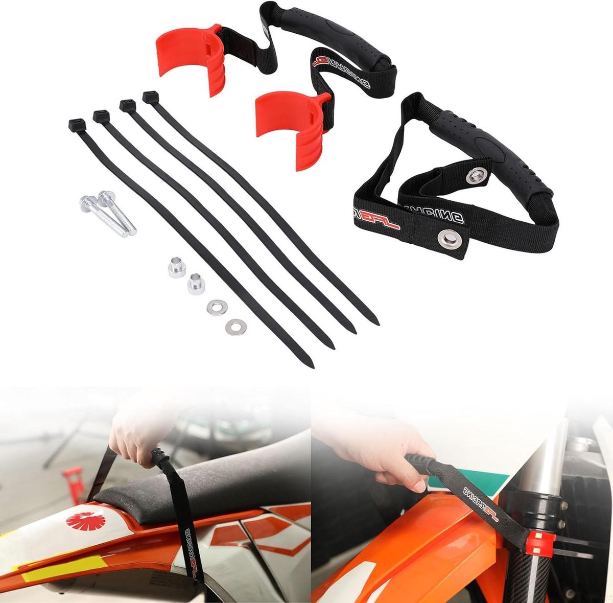 Reddingsgordel Motorfiets - Trekriem Crossfiets - Vastzitten Hulp - Met Handgreep - 490-580mm - Oranje