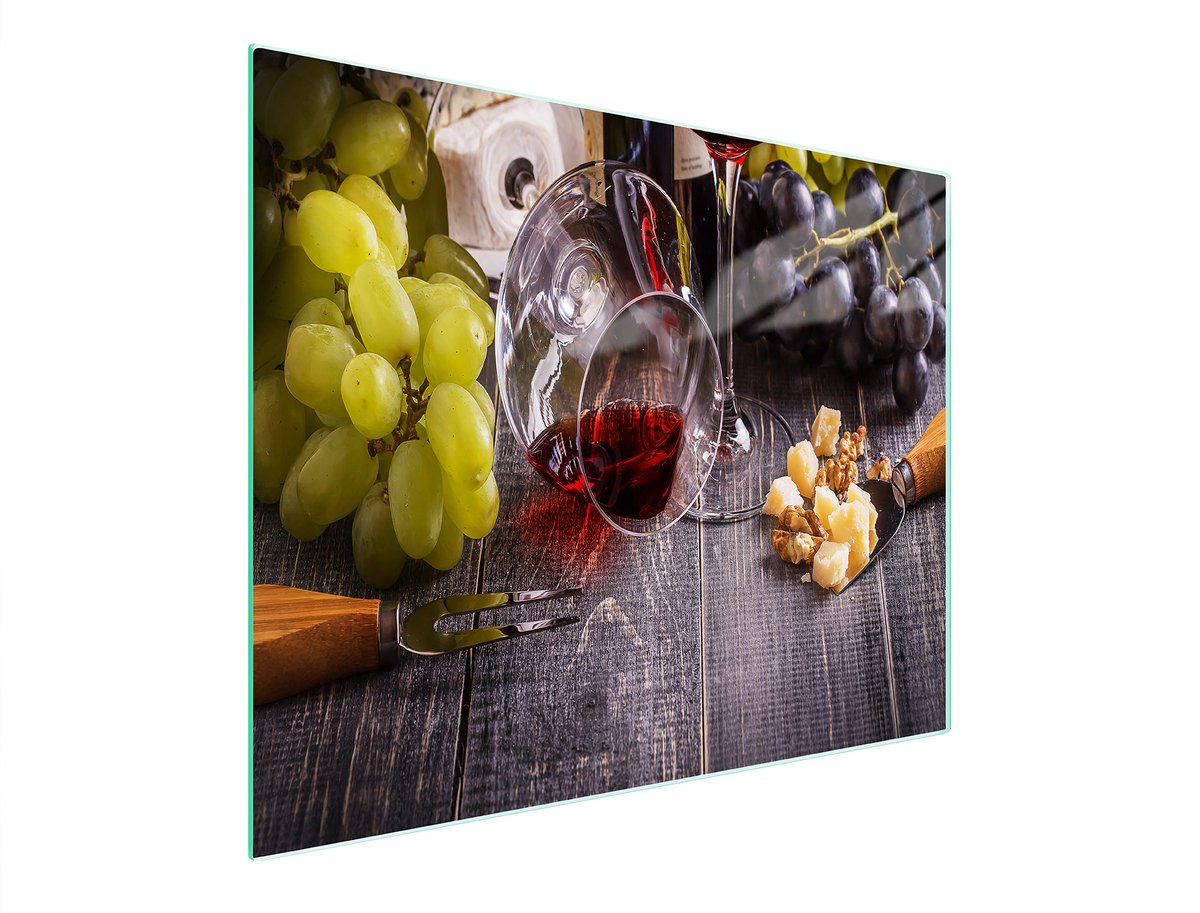 TMK ArtDeko - Glas Snijplank - 52x30 cm - Motief Wijn - Veilig en Duurzaam
