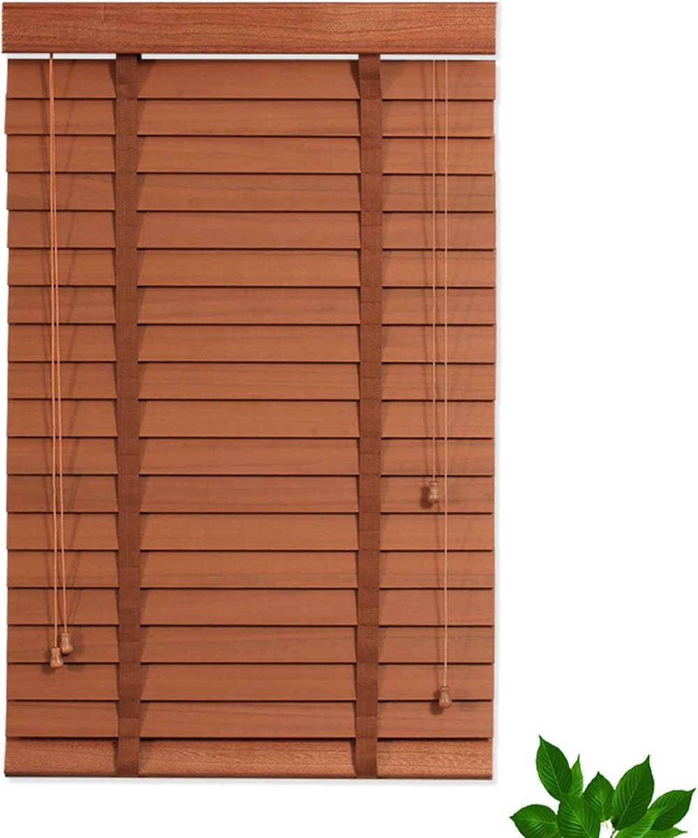 Houten Jaloezieën - Raambekleding - Privacy en Zonwering - Massief Hout 50mm - 105x130cm -