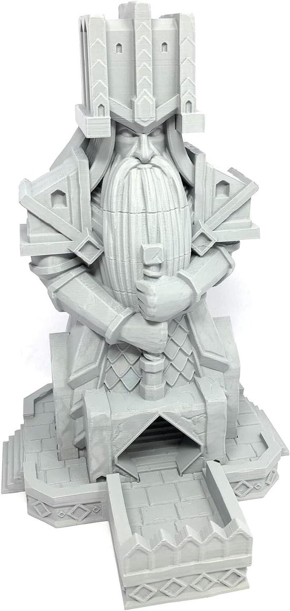 Dobbelsteentoren - Dobbelsteenhouder Toren - Tabletop Gaming - 3D Geprint - 31 cm - Grijs
