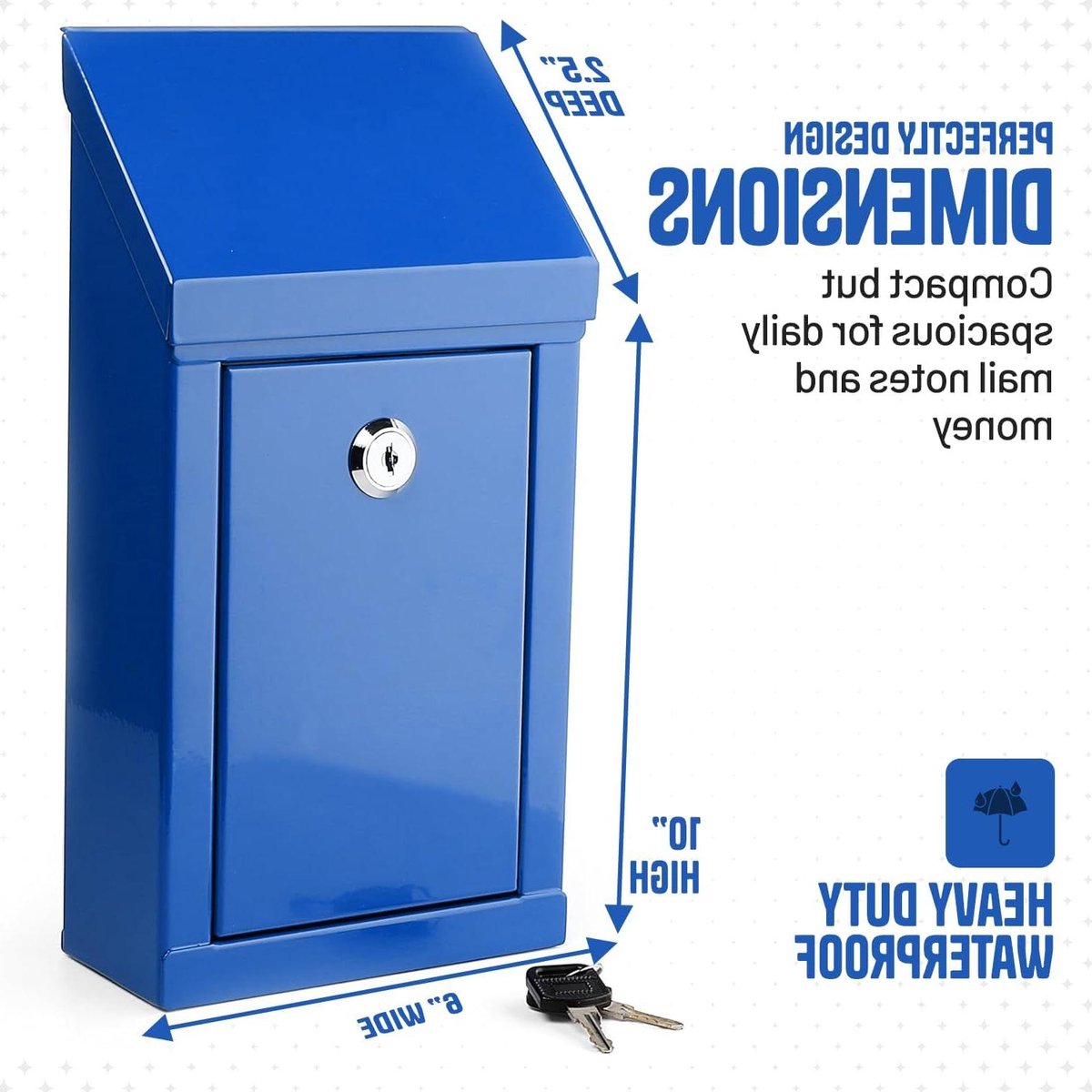 Metalen Donatiebox - Collectebus Kantoor - Geld Verzamelen - Veilig Met Slot - 25x15x6 cm - Blauw