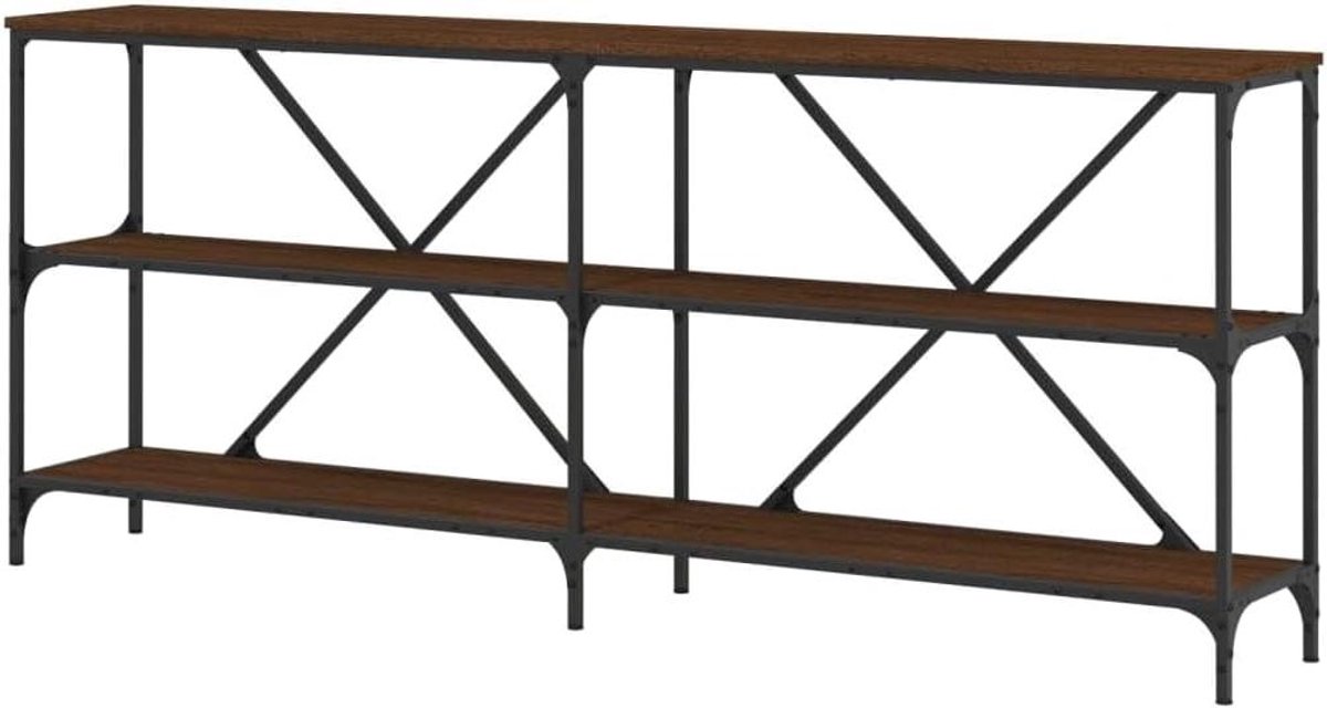 Wandtafel - Haltafel gangtafel - Decoratie opbergen - Stevig X-vormig frame - 180x30x75 cm - Bruin eikenkleur