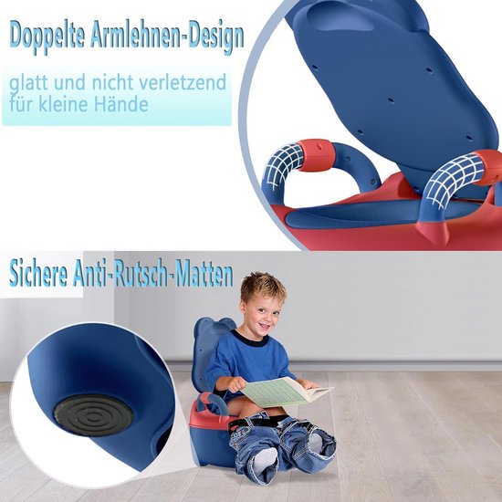 Baby Potje - Toilettrainer Peuter - Zindelijkheidstraining - Zacht PU-kussen - 36 x 31 x 22 cm - Blauw — afbeelding 2