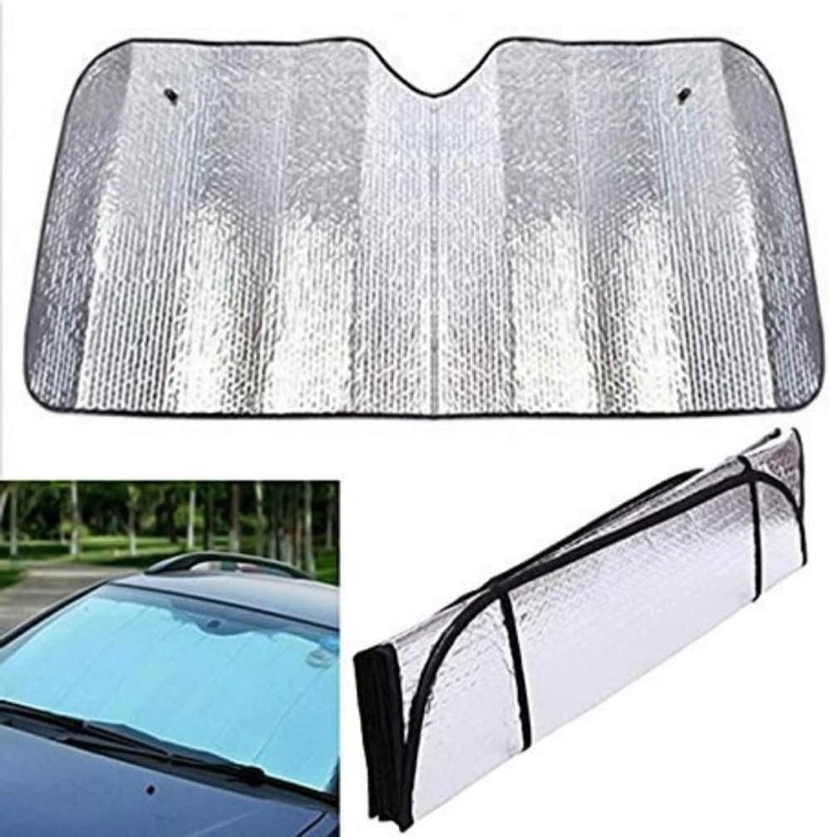 Voorruithoes Auto - Zonnescherm Auto - Auto Interieur Beschermen - 97% UV Bescherming - 130 x 60 cm - Zilverkleurig