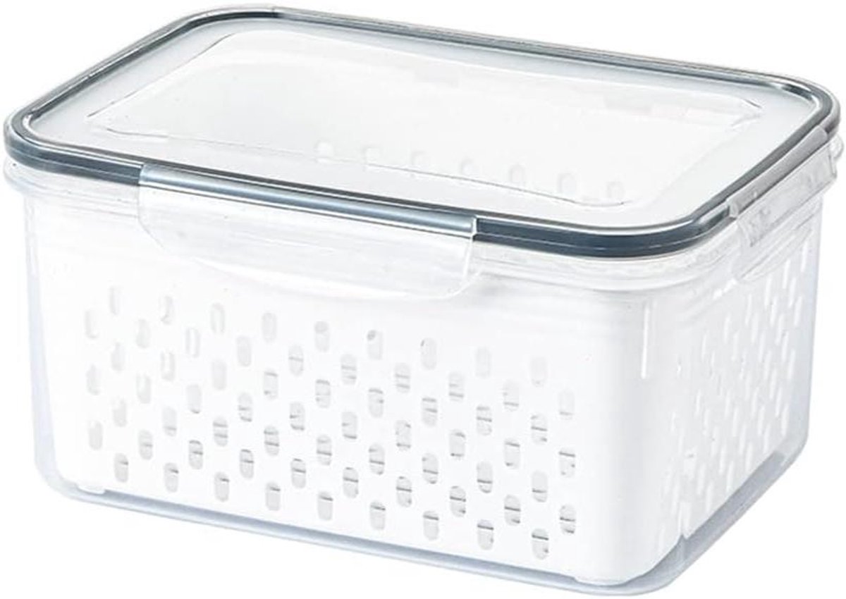 Koelkast Opbergorganizer - Voedsel Opslag Container - Keuken Organiseren - Met Afvoerontwerp - 3300ML - Wit groen