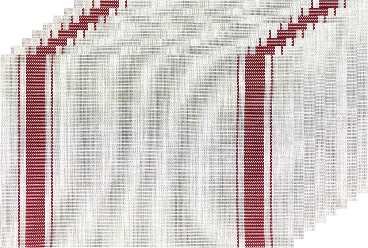 Set placemats - Eetmatten tafelmatten - Tafel beschermen - Wasbaar PVC vinyl - 45 x 30 cm - Rood
