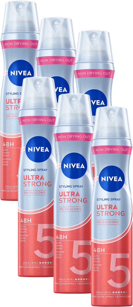 NIVEA Ultra Strong Styling Spray - Haarspray - Haarlak - Voordeelverpakking - 6 x 250 ml