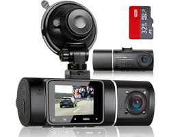 Dashcam - Dashcam voor auto -32G -ViewDash Cam Interieur - 310° groothoek - Autocamera met parkeerbewaking, bewegingsdetectie, infrarood nachtzicht, G-sensor, loopopname, HDR, batterij