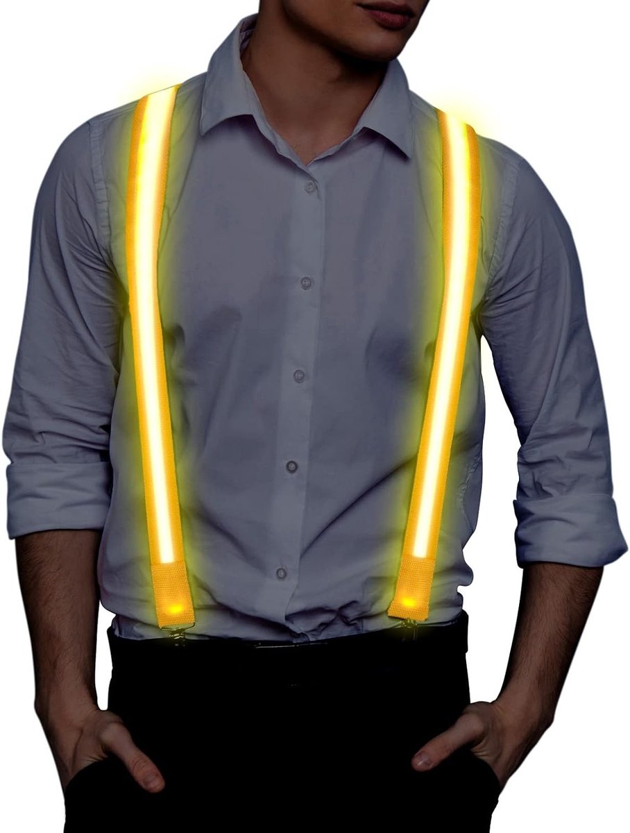 Luminous LED Suspenders voor Mannen, Verstelbare Verlichte Bogen met 3 Flitsmodi, Perfect voor Feestjes, Halloween en Schoolactiviteiten
