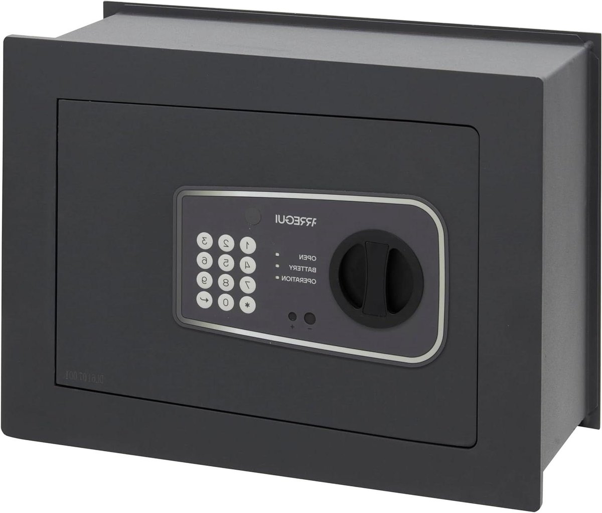 Muurkluis Elektronisch - Wandkluis Codekluis - Waardevolle Spullen Opbergen - Versterkt Stalen Front - 15 Liter - Grijs