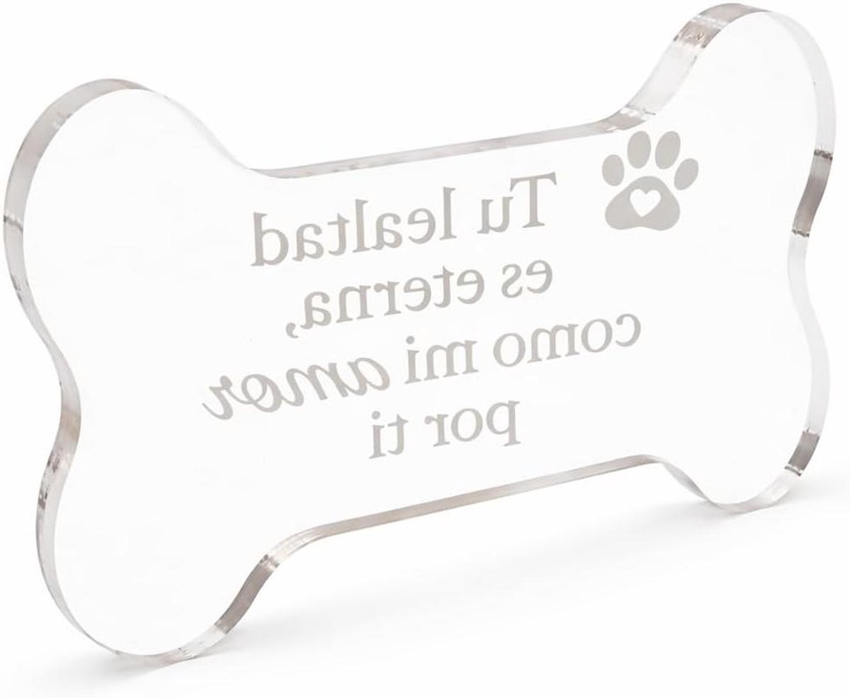 Honden Acryl Bord - Huisdier Decoratie - Cadeau Geven - Botvorm Ontwerp - 16 x 1.3 cm - Transparant