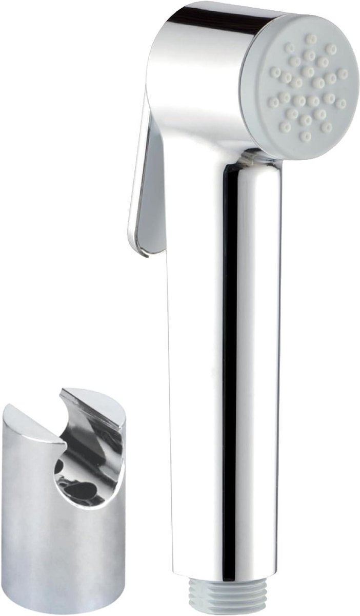 Chromen Afwerking Wandgemonteerde Douchespuit Kop | Handheld Drukknop Bediening Bidet Sproeier met Douche Houder | Bidet Douche Sprays voor Persoonlijke Hygiëne, het Wassen van Huisdieren