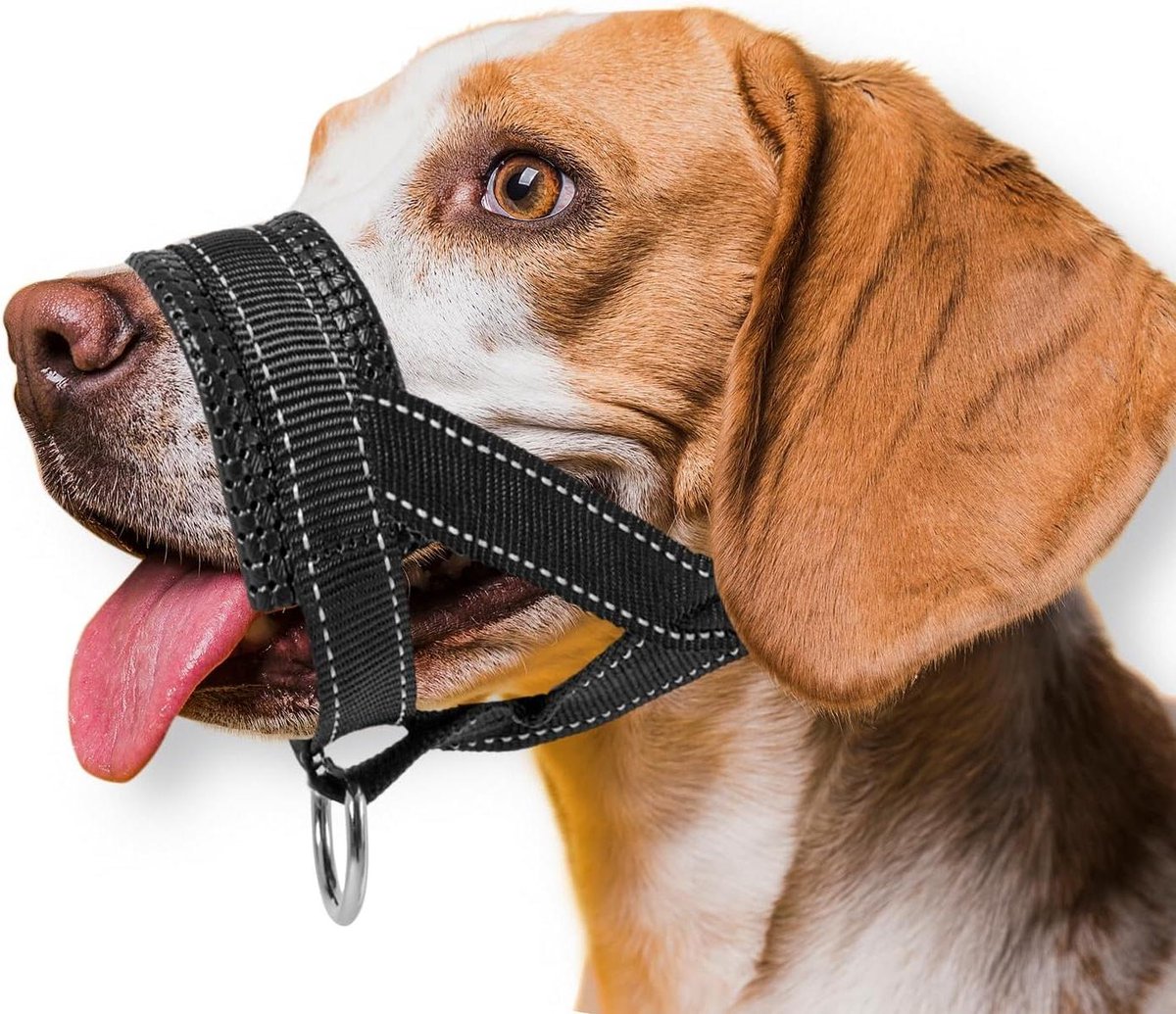 Honden Muilkorf - Hondenmasker Hond - Veiligheid Hond - Reflecterende Strip - Maat M - Zwart