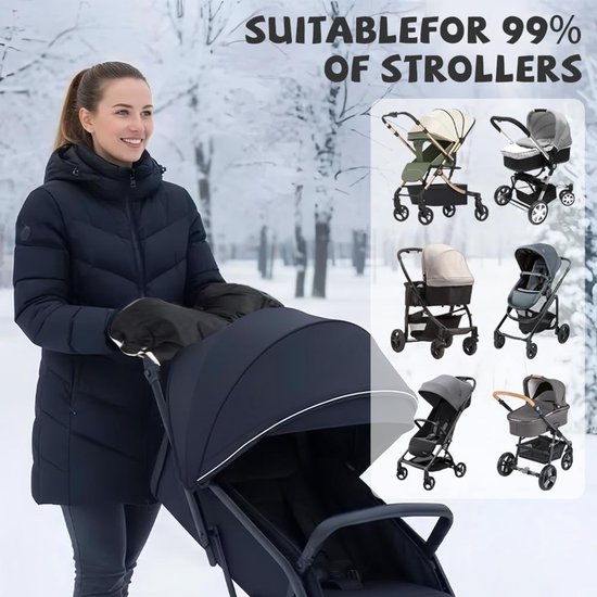 Handwarmer Handschoenen - Babyhandschoenen Kinderwagen - Baby Warm Houden - Eendelig Ontwerp - 30 x 23 cm - Zwart — afbeelding 4