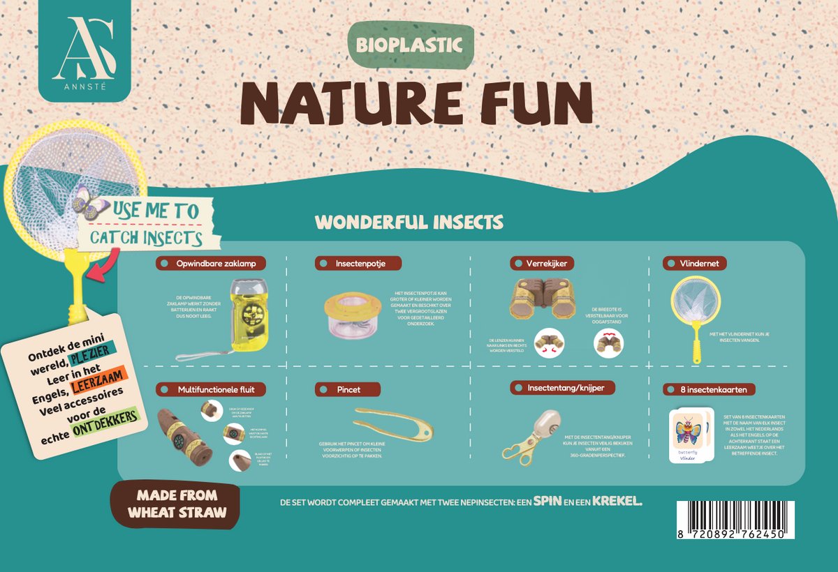 ANNSTÉ Insectenpotje - met Vergrootglas Kinderen - Insecten Speelgoed - Educatief Speelgoed - Insecten Explorer - Insectenloep - Ontdekken - Insectenkijker - Loeppotje - Buitenspeelgoed - Bioplastic - 10 Delige Set — afbeelding 7