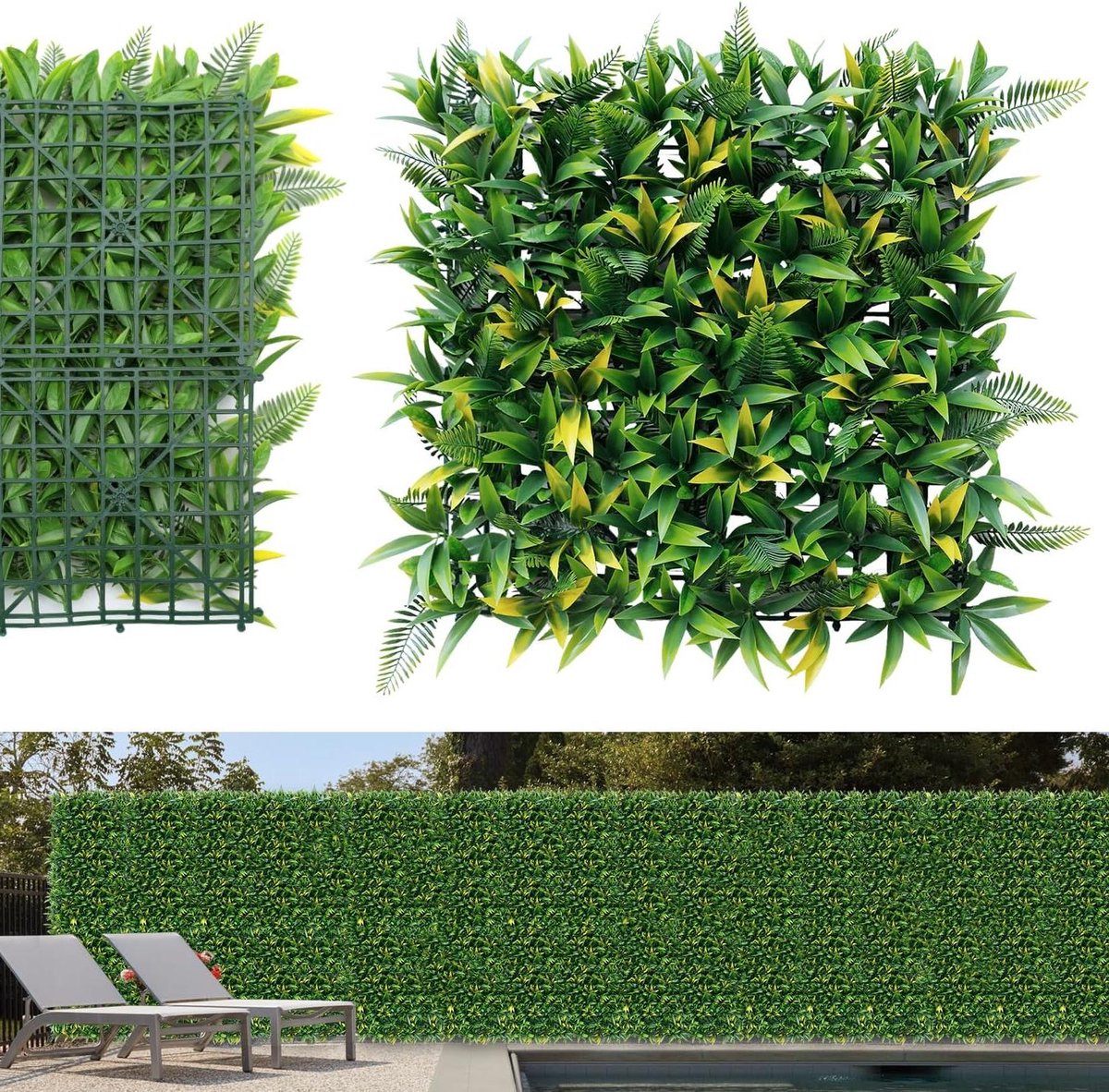 Kunsthagen Panelen - Nep Planten Muur - Tuin Decoratie - Onderhoudsvrij Groen - 6 stuks 50x50 cm - Gemengd Groen