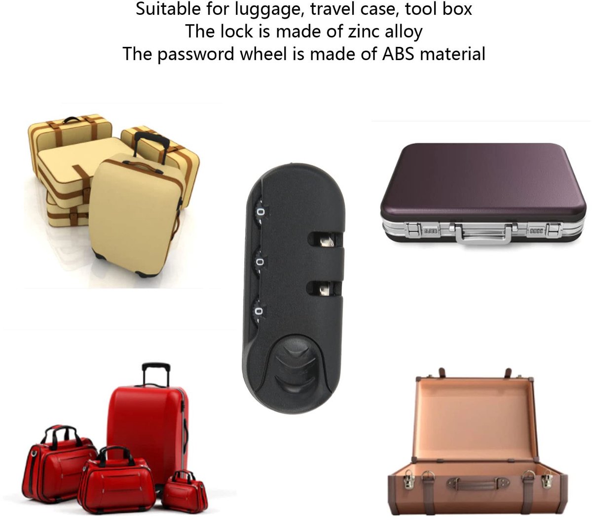 Allecto - Reiskoffer Slot - 3 Cijfer Combinatieslot - Veiligheidsoplossing - Zwart - Geschikt voor Luggage en Travel Bags - Stijlvol en Duurzaam