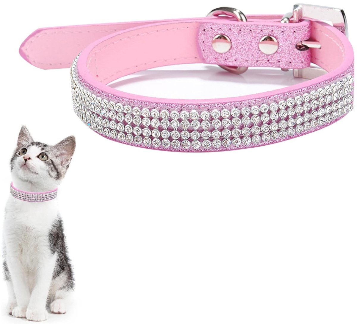 Allecto - Veilige Kattenhalsband met Snelsluiting - Zacht Fluwelen Glitter Design voor Vrouwelijke Katten