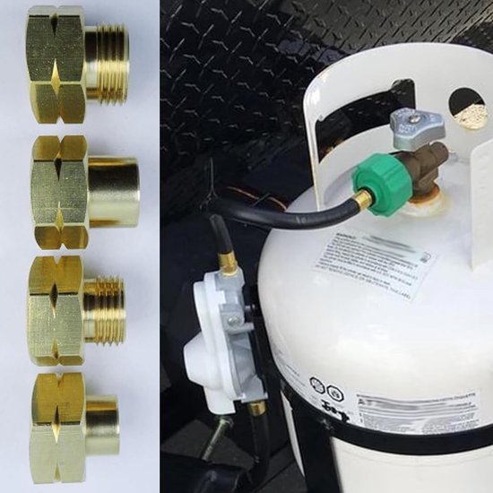 4 stuks gasflessen adapterset Europa, gasflesadapter voor het vullen van Duitse gasflessen n in het buitenland, messing gaspatronen, adapter voor het vullen van Duitse gasflessen, messing (Nr D1-D4) van Merkloos — afbeelding 3