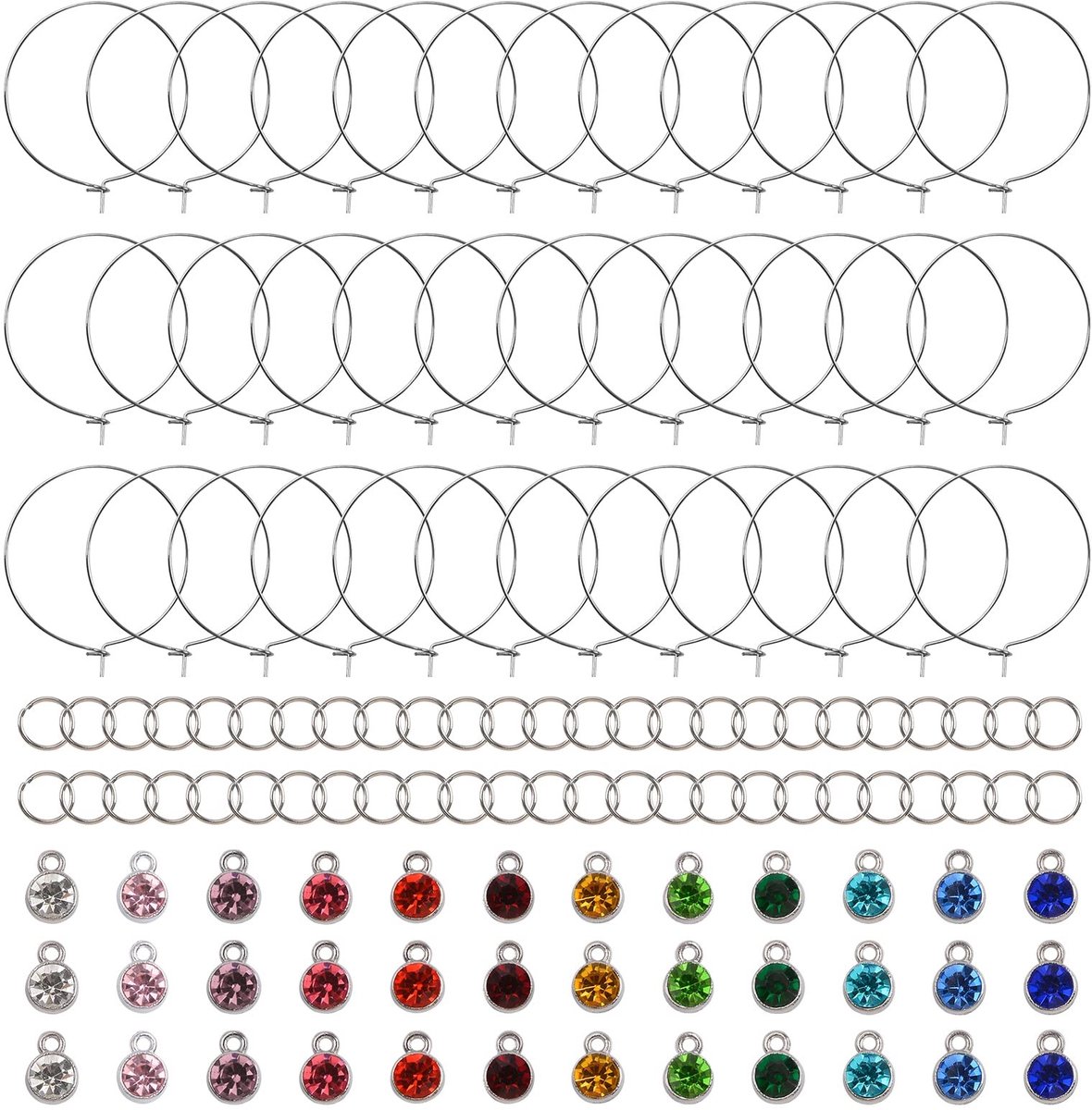 Allecto - Wijn Glasmarkers - 36 Kleurrijke Diamant Design - Perfect voor Feestjes - Speciale Gelegenheden - Uniek en stijlvol - Decoratie voor glazen