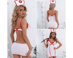 Sexy Verpleegster Lingerie Set Voor Vrouwen Verleidelijk Roleplay Design – Cosplay Verpleegster Met Jurk en Hoedje Voor Ondeugende Look – Lingerie Kostuum Comfortabel en Aansluitend Voor Slank Postuur