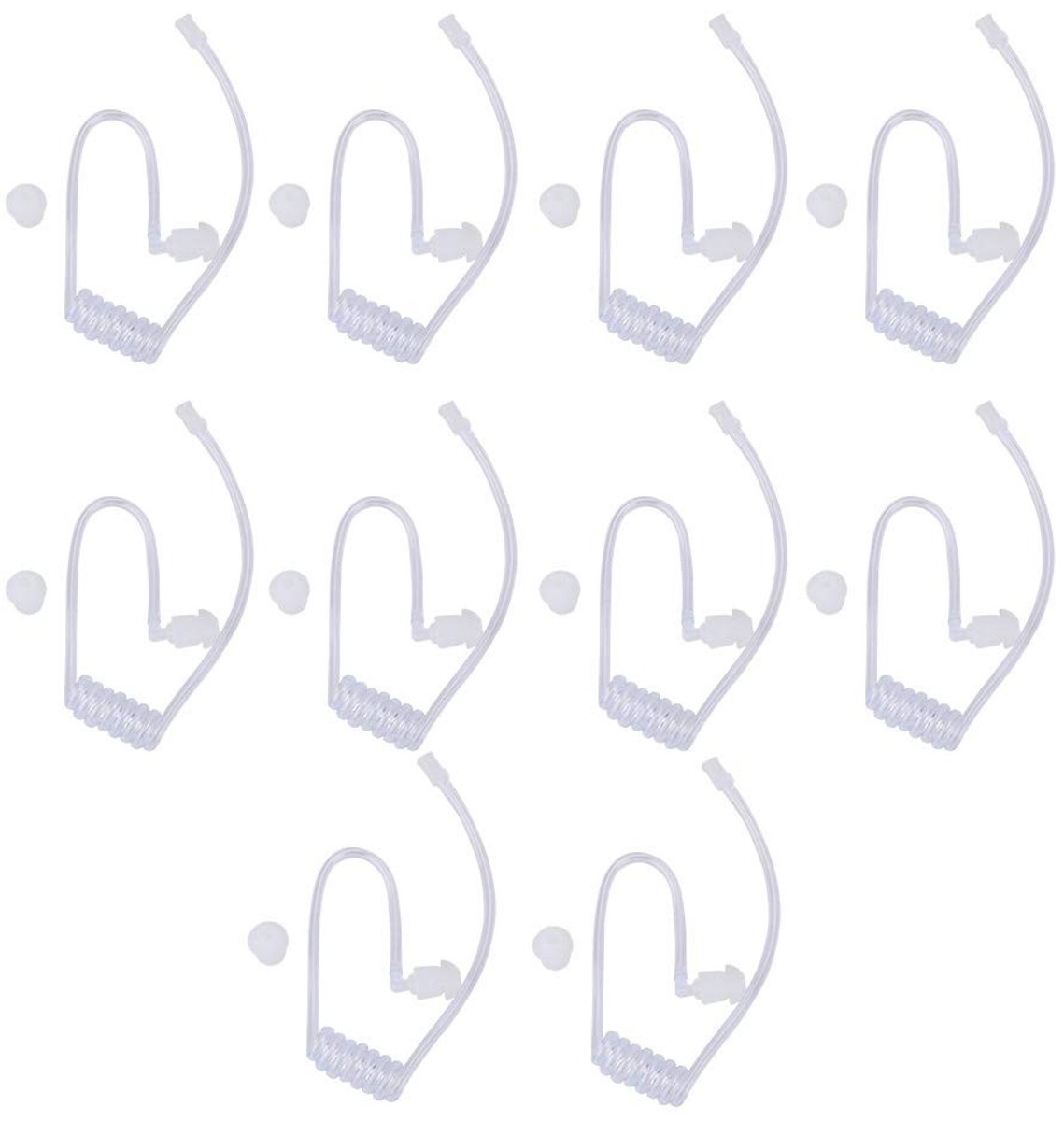 Allecto - Vervanging Akoestische Coil Tube Hoofdtelefoon Splitter - 10 Stuks - Universele Compatibiliteit - Walkie Talkie Oortjes - Two Way Radio H...