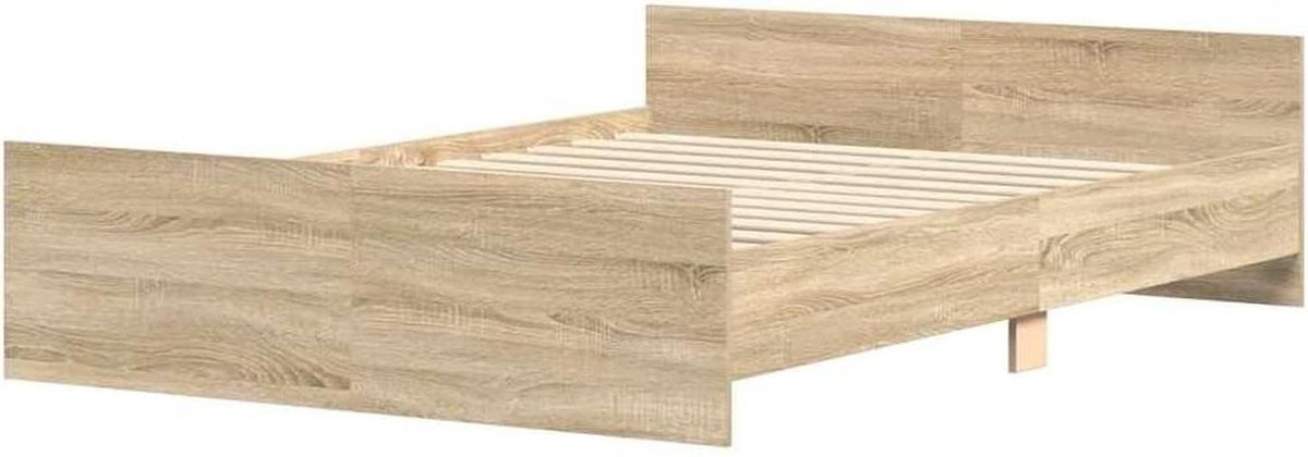 Bedframe met hoofdeinde - Bedombouw Slaapkamermeubel - Comfortabel slapen - Stevige lattenbodem - 120x200 cm - Sonoma eiken