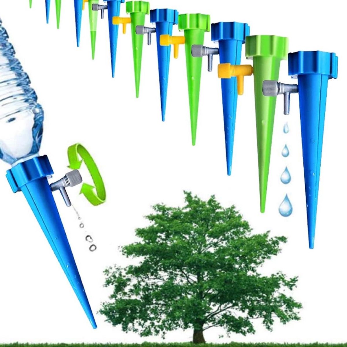 Automatische Watergevers - Planten watergevers - Planten water geven - Langzame afgifte - 135 x 3 cm - Blauw/Groen