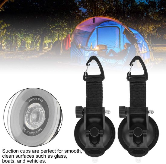Dailygoody - Sterke Zuignappen - Opgewaardeerd Vastbinden - Ideaal voor Tent en Auto - Handige Haak - Perfect voor Camping en Luifels - 2 Stuks — afbeelding 4