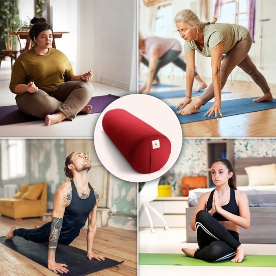 Yoga Bolster - Yoga Roll - Yoga Oefenen - Handgemaakt in Duitsland - 64 x 24 cm - Bordeaux — afbeelding 3