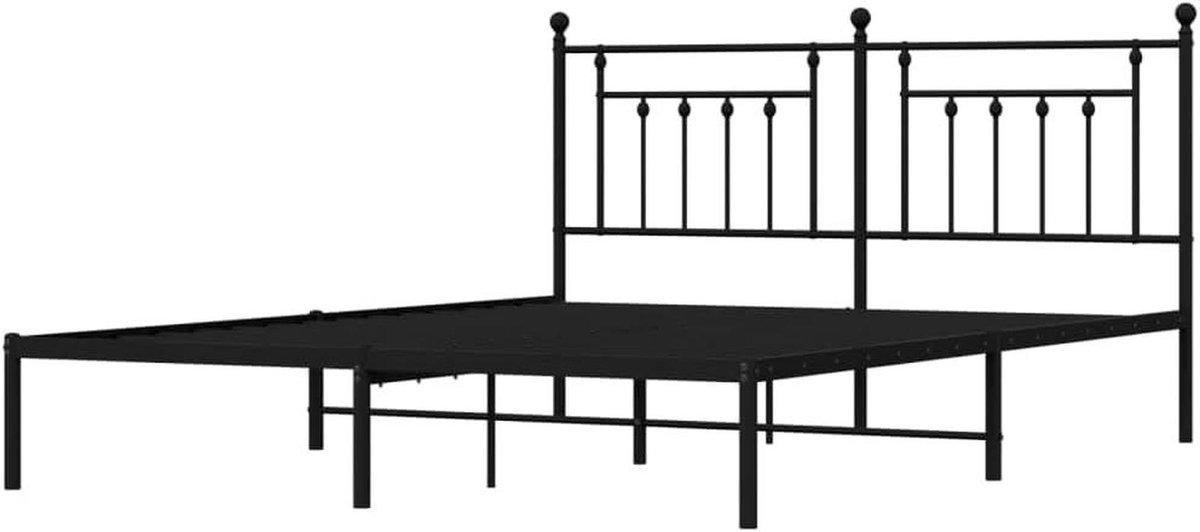 Metalen Bedframe - Ledikant Tweepersoons - Slaapkamer Inrichten - Robuuste Constructie - 180x200 cm - Zwart