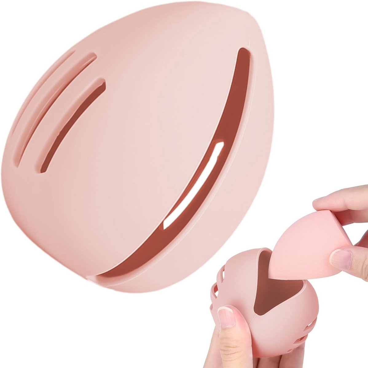 Siliconen Make-up Sponshouder - Herbruikbare Beauty Blender Houder - Voor Reizen & Dagelijks Gebruik - Reiskoffer Sponshouder voor Reizen - Ventilatie - 7.3*5.7cm - Roze