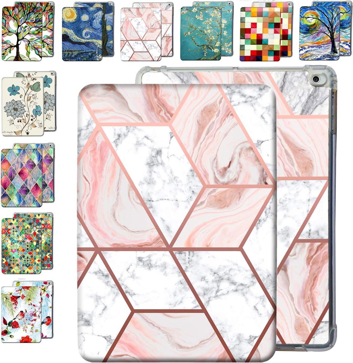 iPad Hoes - Tablet Case - Tabletbescherming - Hoekbescherming - 10.2 Inch - Roze Marmer
