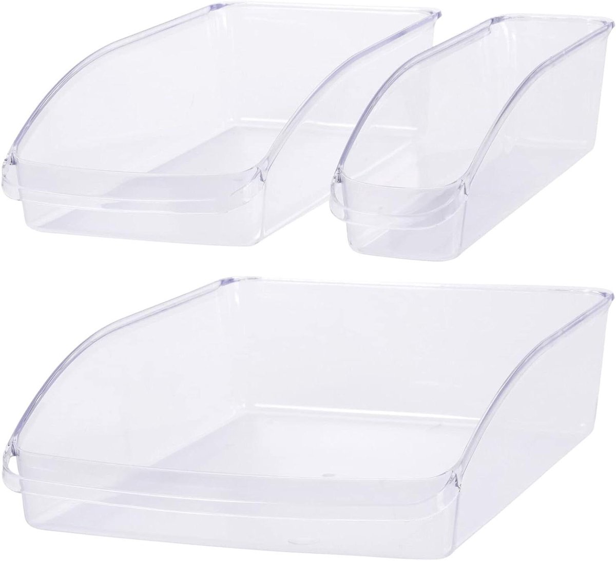 Koelkastmand Set - Opbergbakjes - Koelkast Ordenen - Met Handvat - 33 x 23 x 8 cm - Transparant