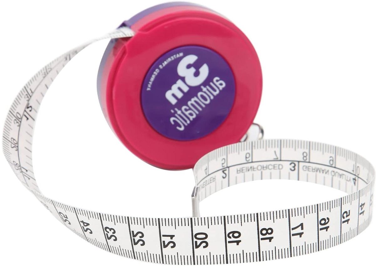 Meetlint - Zachte Liniaal - Lichaam Meten - Intrekbaar Met Knop - 150 cm - Zwart Wit