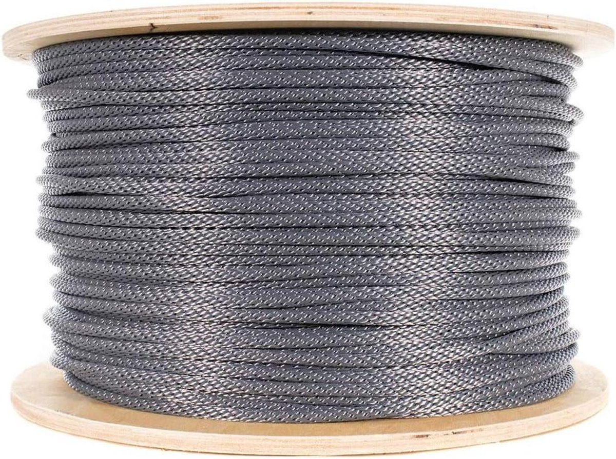 Gevlochten Nylon Touw - Scheepstouw Staalkern - Vlaggenmast Onderhoud - Gegalvaniseerde Draadkern - 1/4 Inch 50 Voet - Zilver