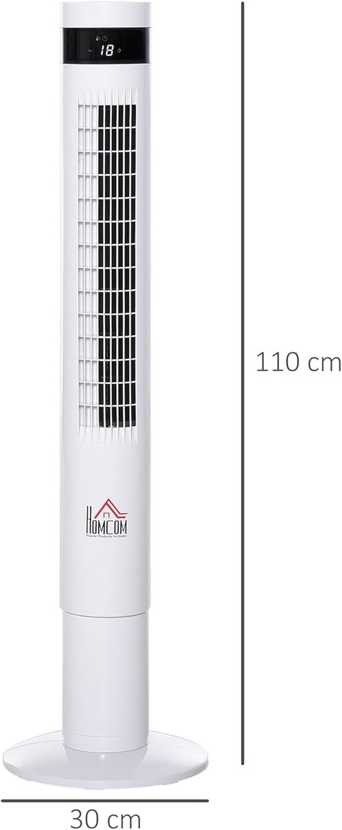 Torenventilator - Kolomventilator Statiefventilator - Ruimte Koelen - 85 Graden Oscillatie - 110 cm Hoog - Wit – foto 6