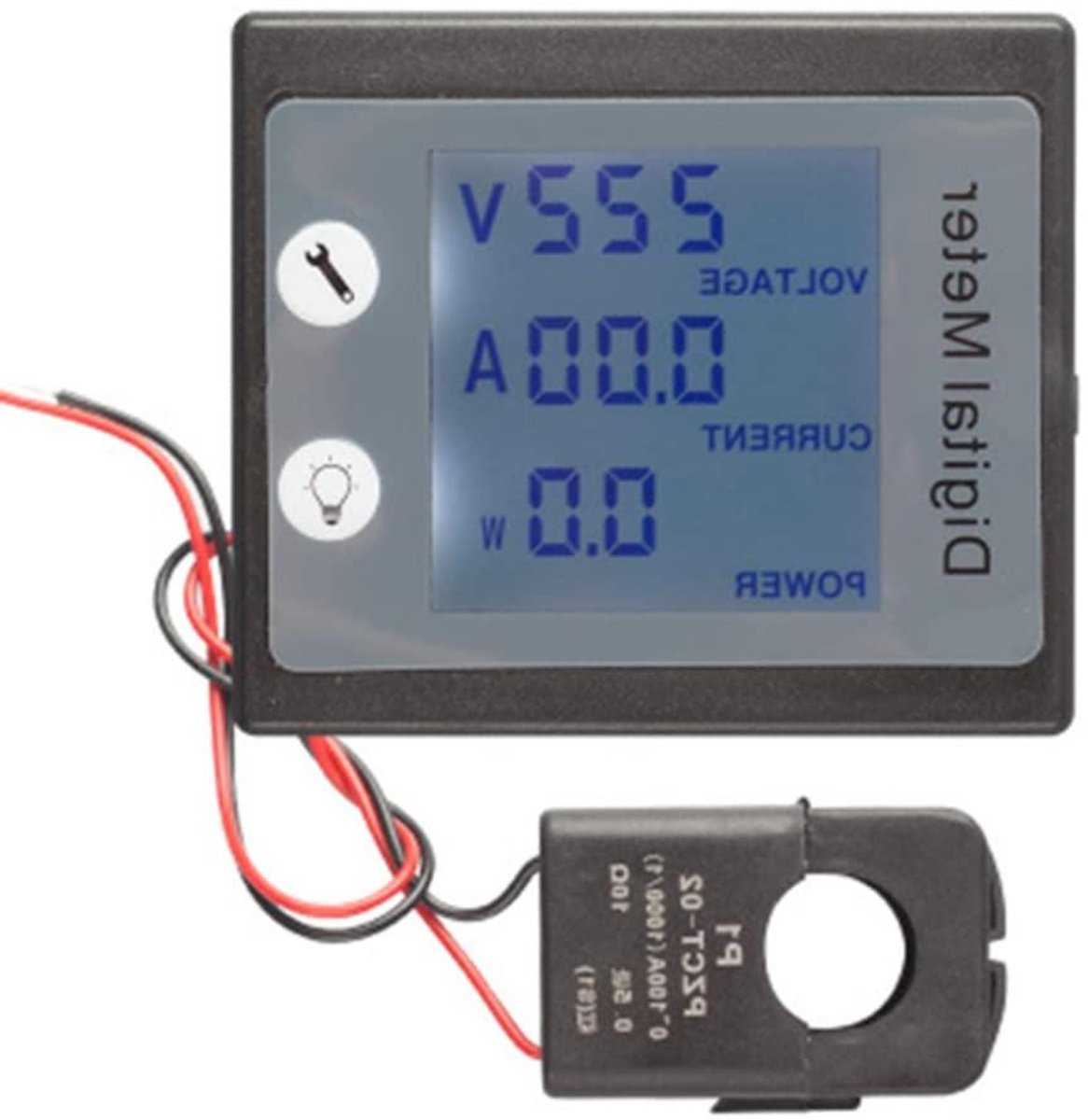 Digitale Energiemeter - Wattmeter KWH Meter - Energieverbruik Monitoren - Met CT Split - 100A - Zwart
