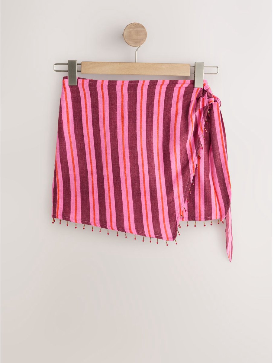 Next - Dames - Mini-sarongskort van linnenmix - Oranje
