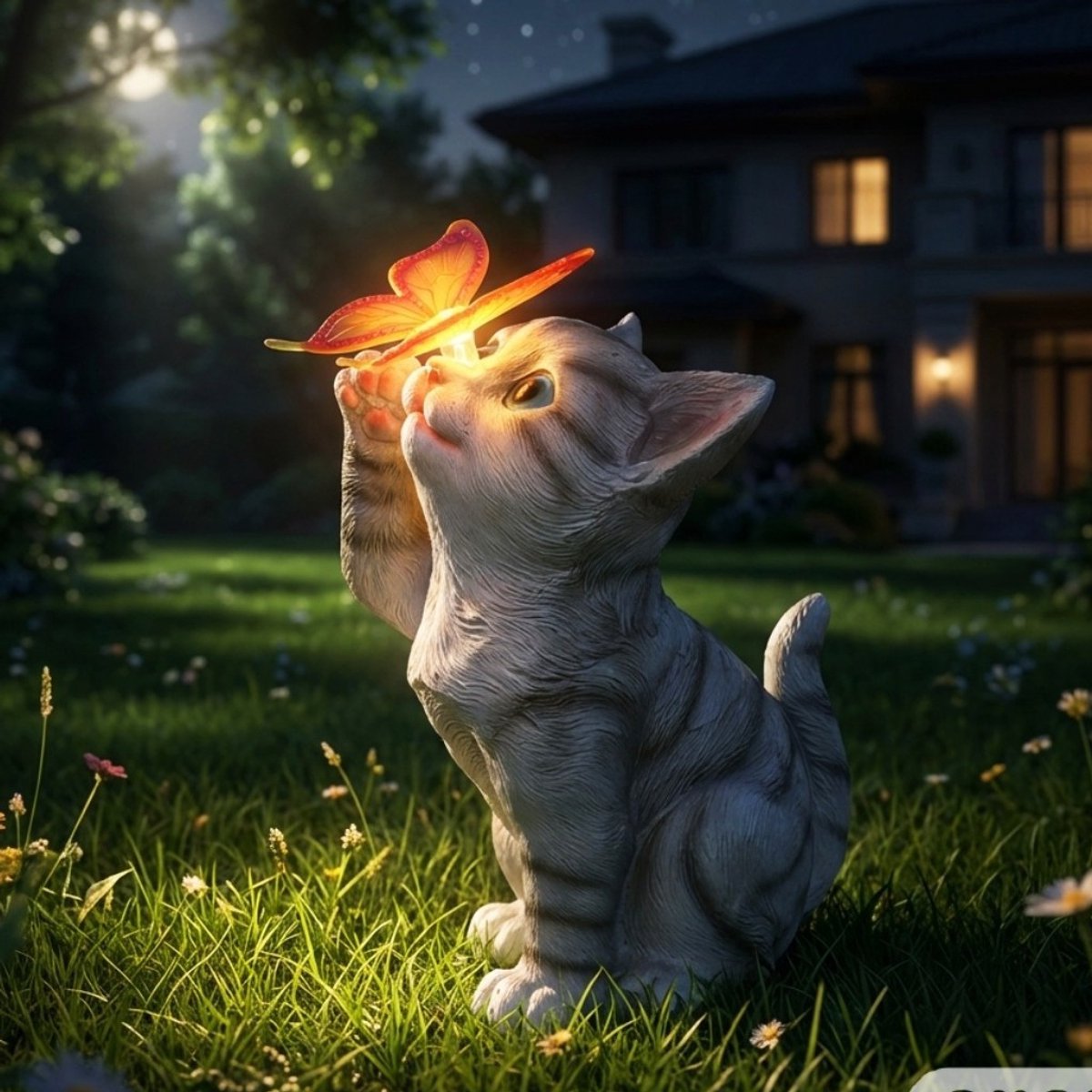 LED-dierenlampjes op zonne-energie- sfeerverlichting voor buiten- schattige tuinverlichting van hars-Kitten Solar Energy-22*15*11cm