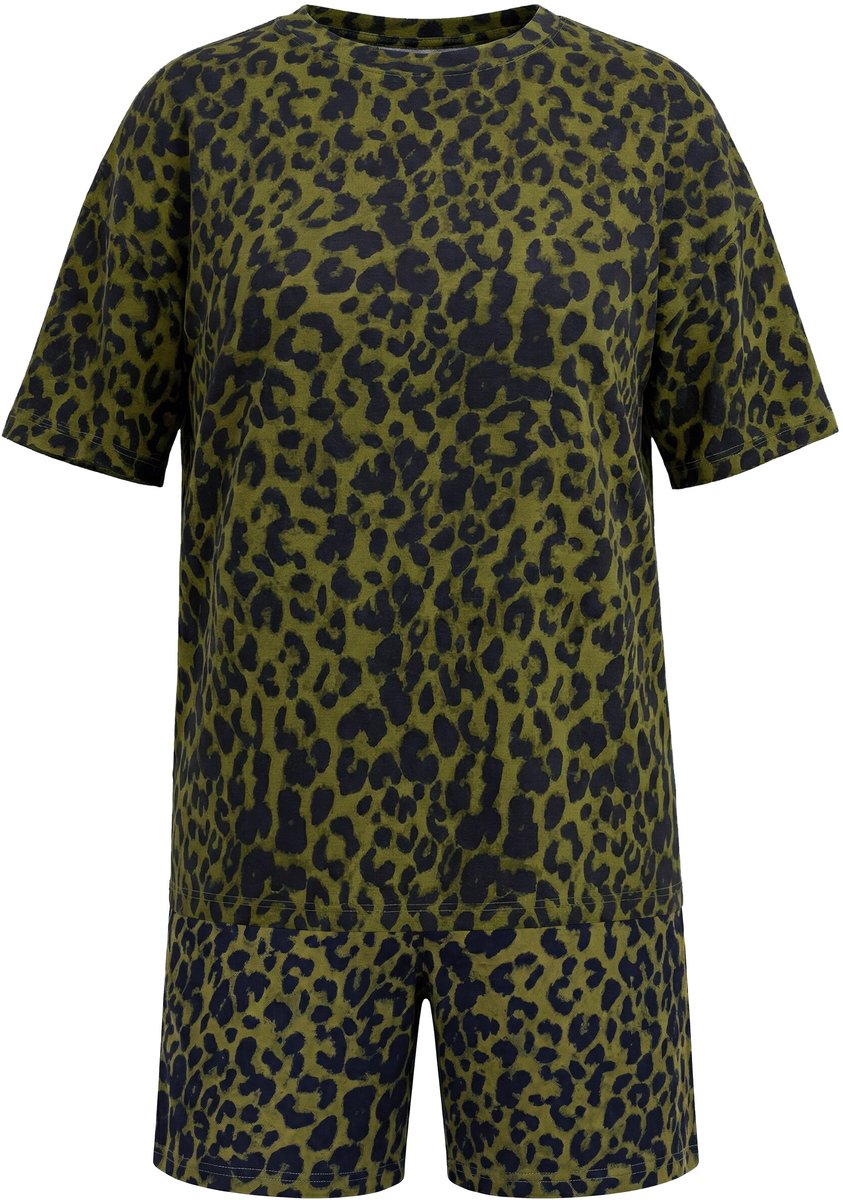 Studio Untold - Dames - Pyjama korte tweedelige set jersey - Olijf - Maat 46+