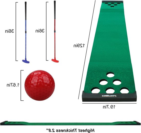 Golf Putting Mat voor Thuis - Perfect voor Oefenen met 2 Putter en 6 Golfballen, Ideaal voor Beginners en Gevorderden van GOLF — afbeelding 5