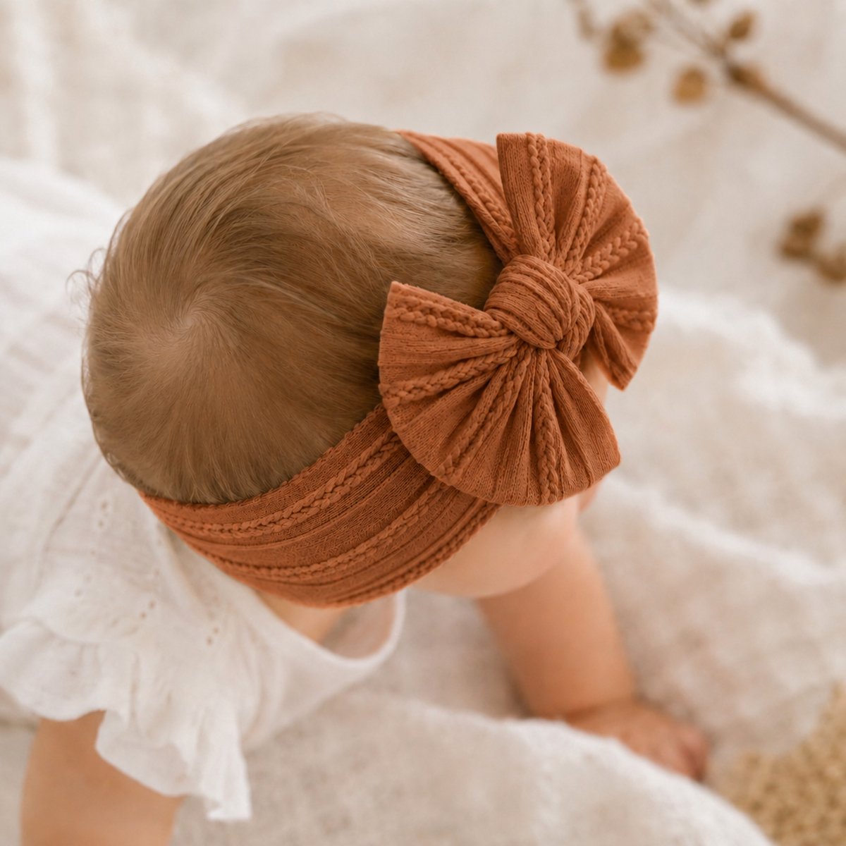 Haar in Stijl® Haarband Heidi Poeder Roze - Zachte newborn haarband - strik haarband voor baby meisjes