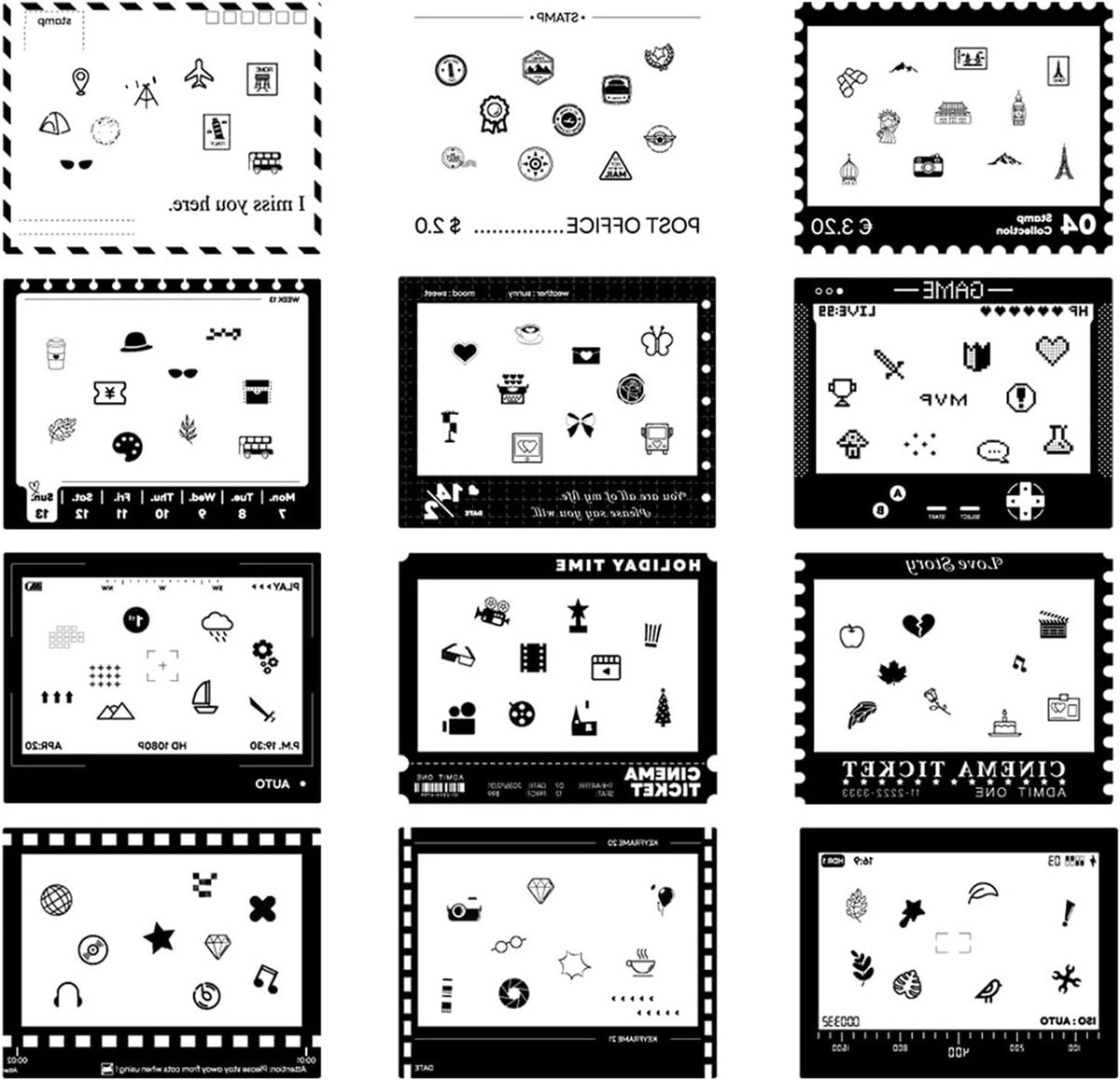 12 Stuks Brede Folie Rand Stickers Geschikt voor FujiFilm Instax Wide Camera's en Instant Fotografie