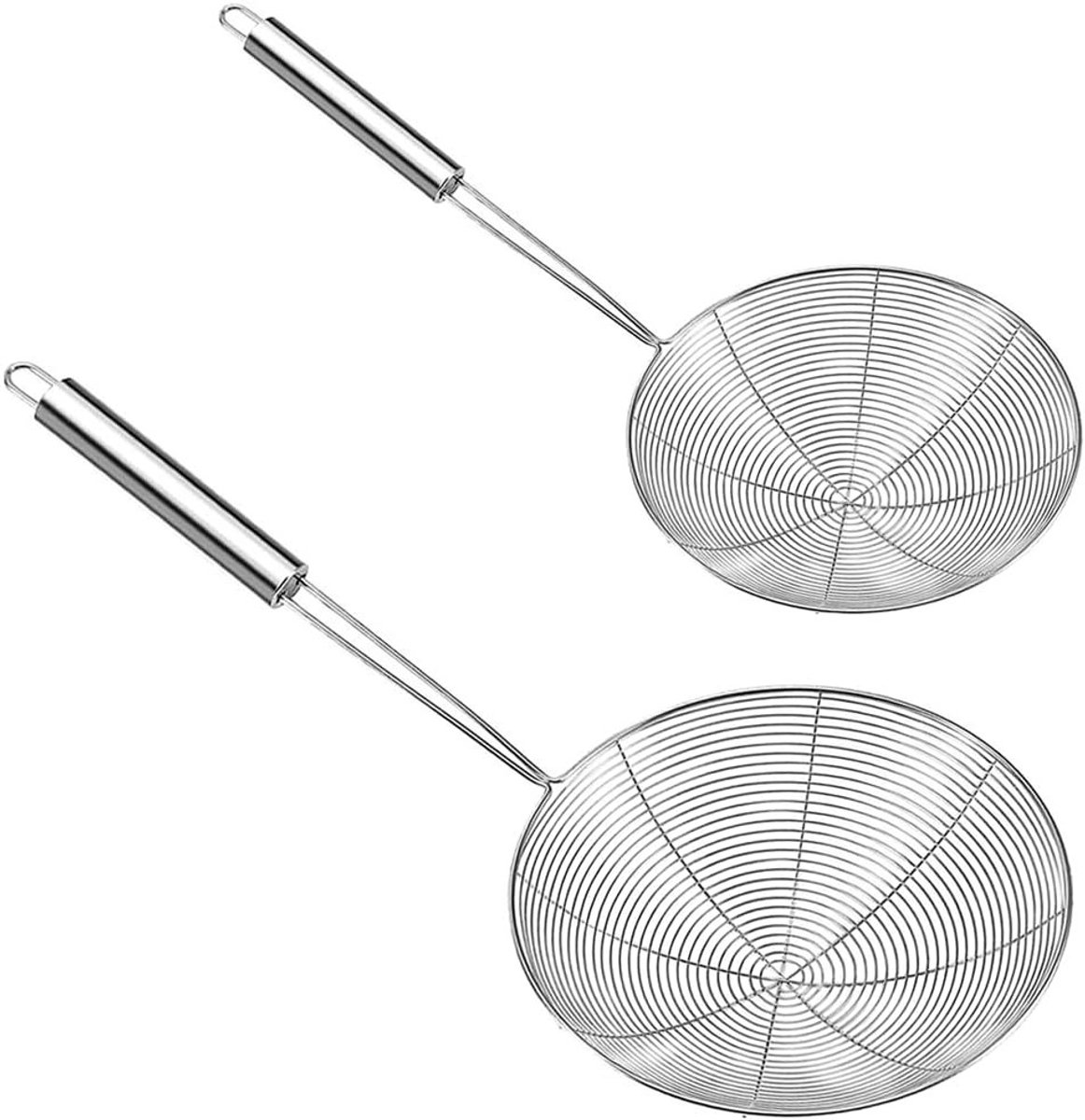 Set van 2 RVS Gelepel (14cm/16cm) - Ideaal voor Frituren, Zeven en Serveren in de Keuken