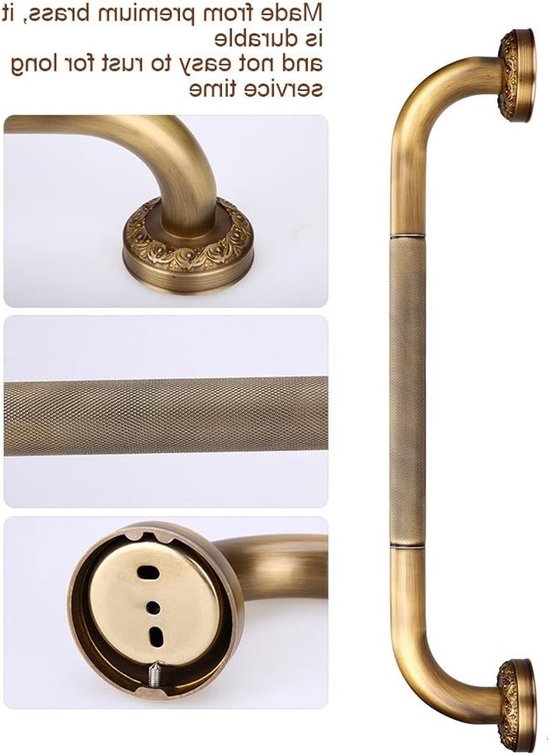 Veilige Wandbeugel voor Douche, Messing Gegraveerde Douche Tray, Badkameraccessoires voor Extra Steun en Stabiliteit — afbeelding 3