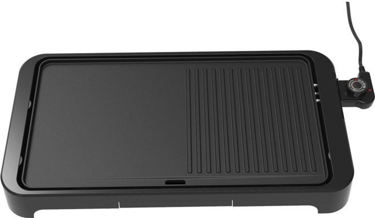 Elektrische bakplaatgrill - ARTHUR MARTIN - AMPL204 - 2000 W - Dubbele zone - Anti-aanbakplaat - Verstelbare thermostaat - Zwart