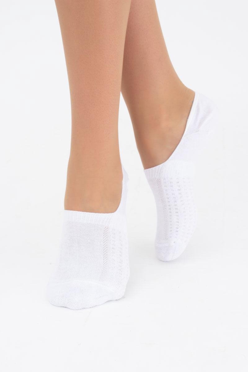 2 paar - Unisex Katoenen Footies – Kleur Wit - Onzichtbare Lage Sokken – Ademend & Antislip – Comfort Badstof – Niet‑Zichtbare Sneakersokken voor Dames maat - 36 -38