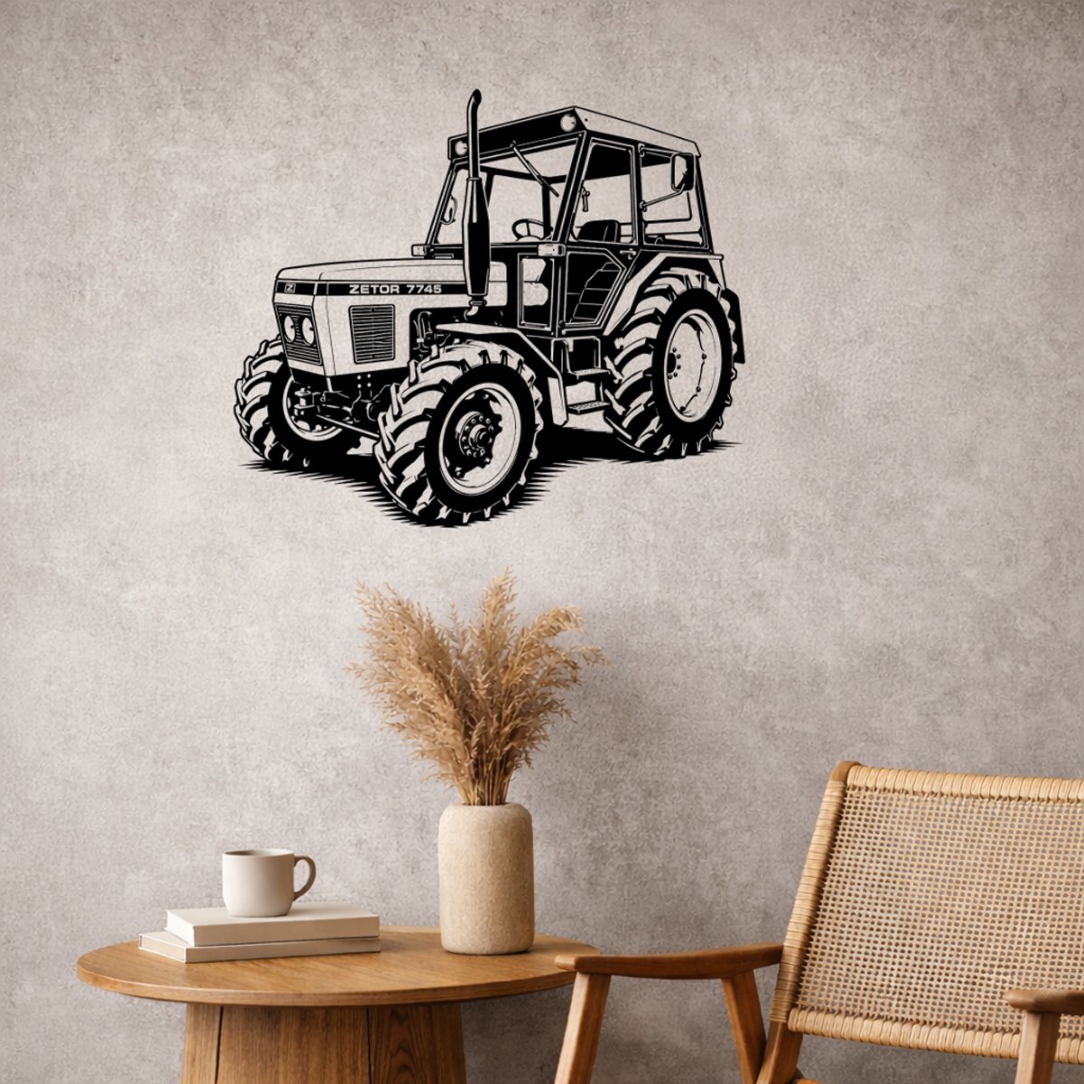 BR2Laser Zetor 7745 – Wanddecoratie – Lasergesneden Hout – Tractor kunst – 75 cm Breed